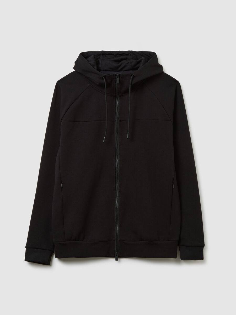 Felpa in misto cotone nero regular fit con zip_0