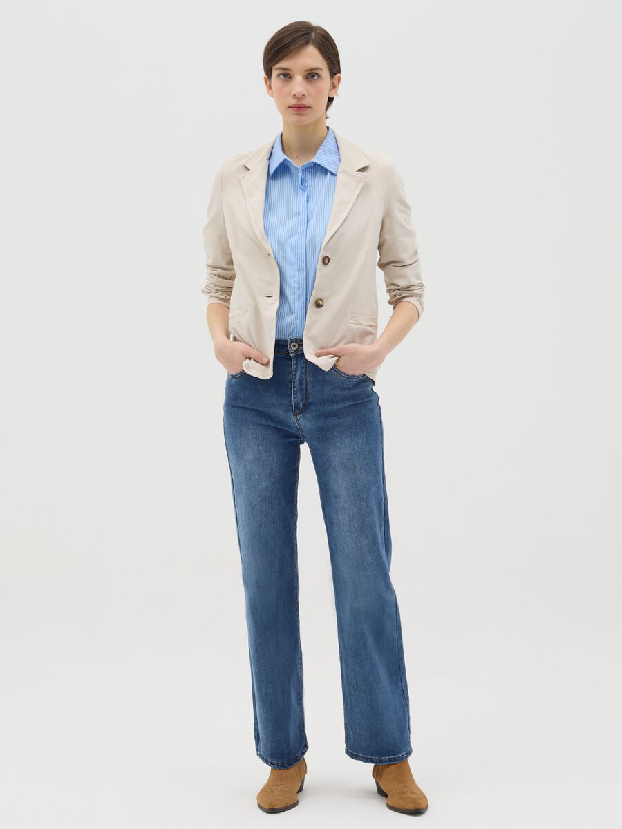 Single-breasted blazer in stretch cotton_1
