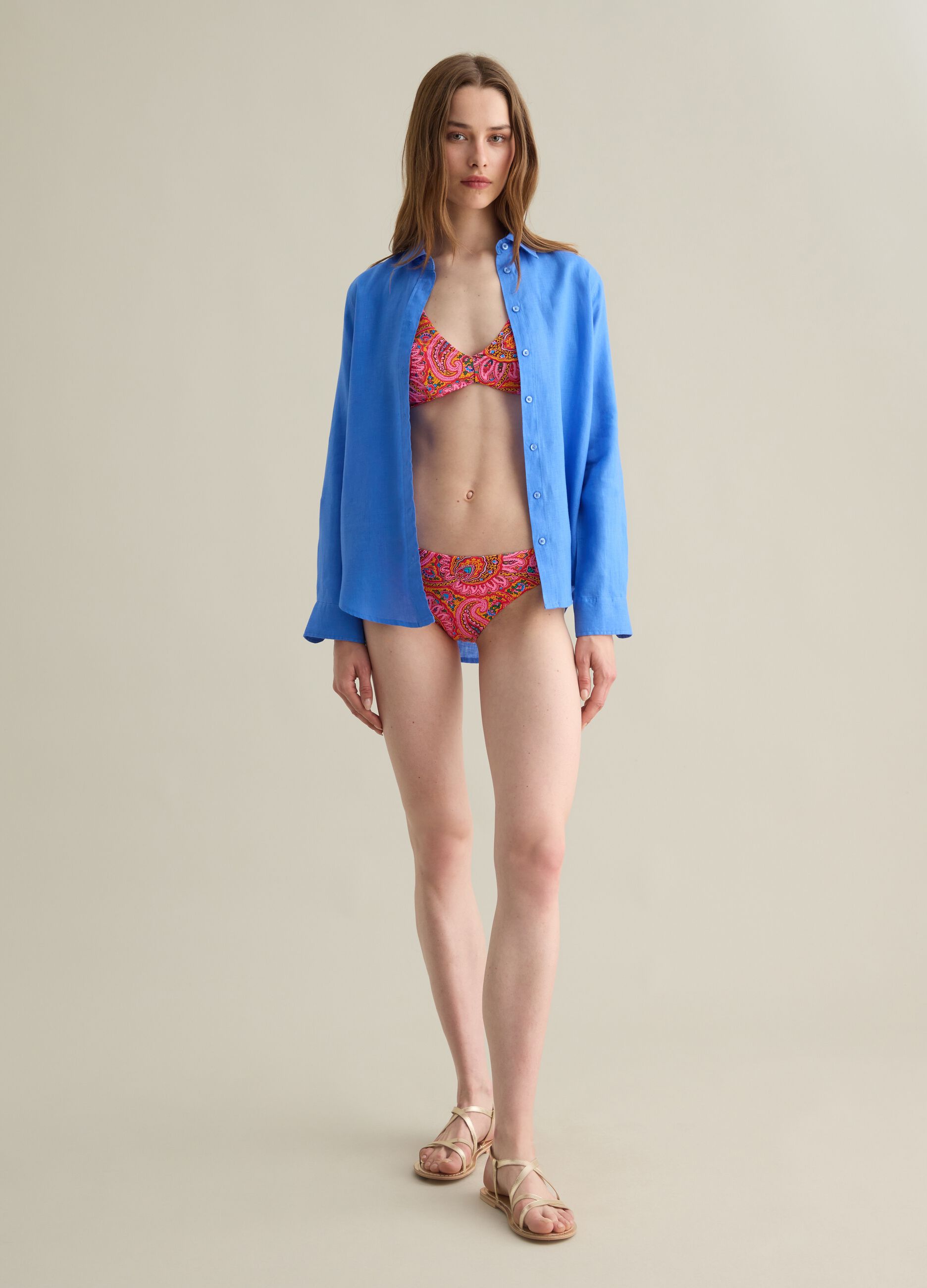 Slip bikini da donna in tessuto elasticizzato multicolor