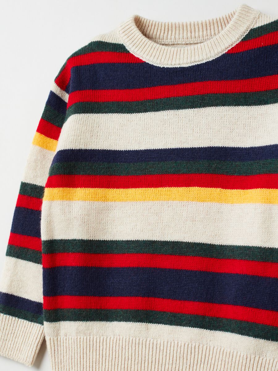 Pullover con fantasia a righe multicolore_4