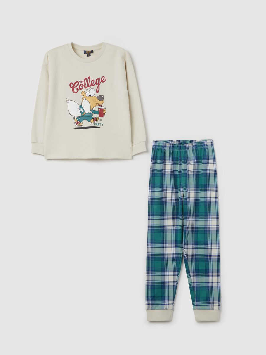 Pigiama in cotone bio stampa "The College Party"_0