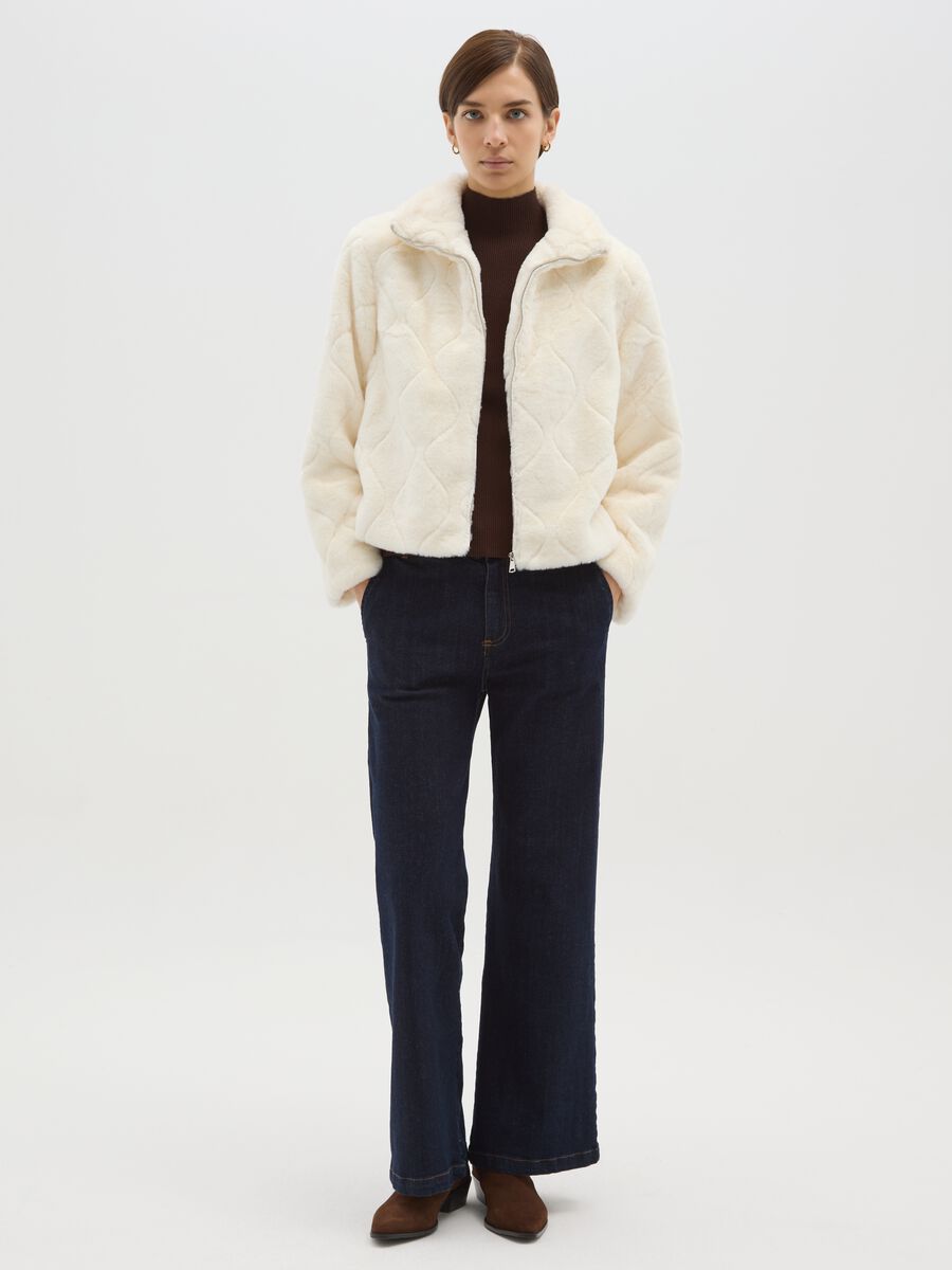 Giacca bianca regular fit con zip_1