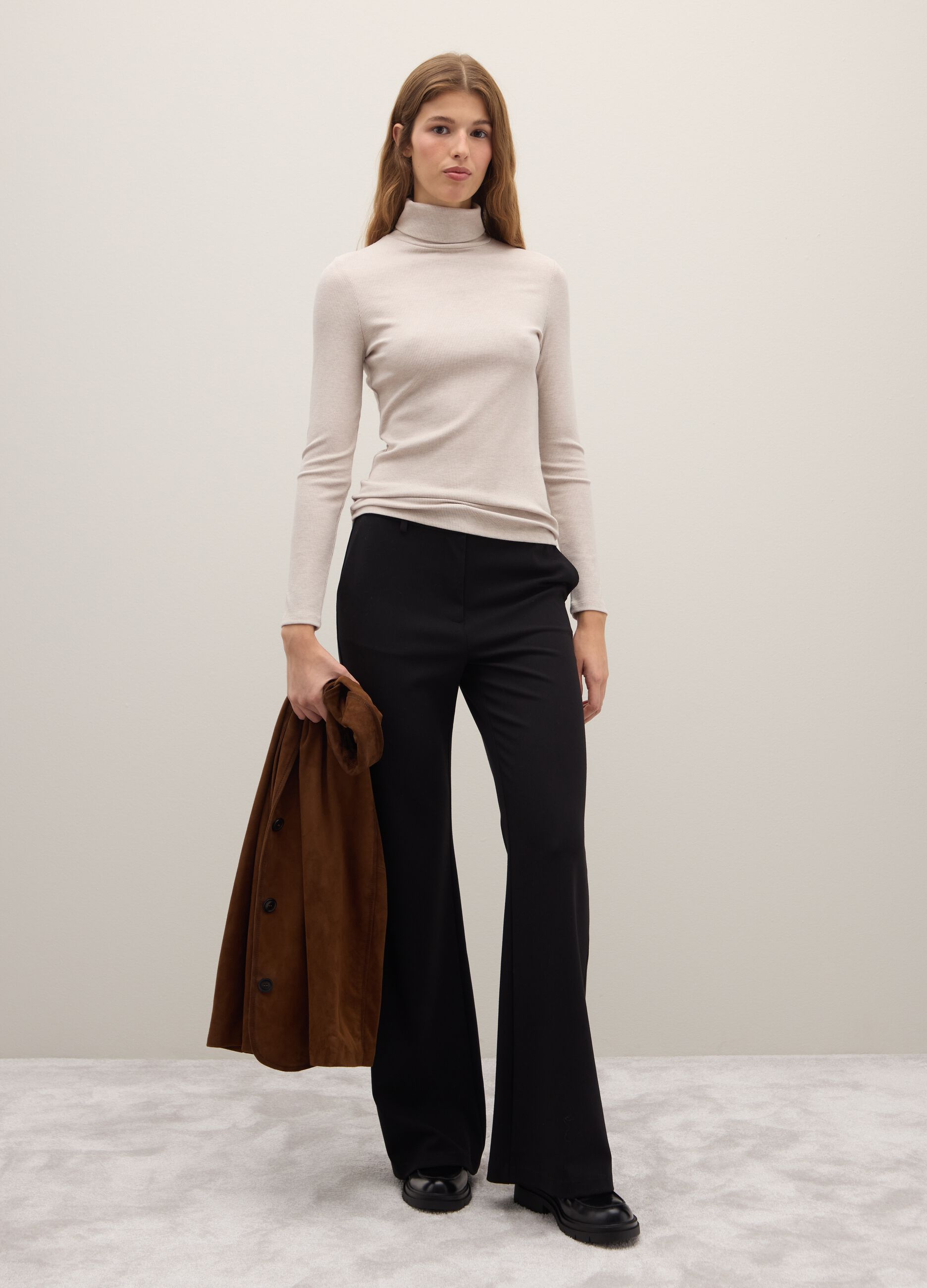 Beige Long-Sleeve Top