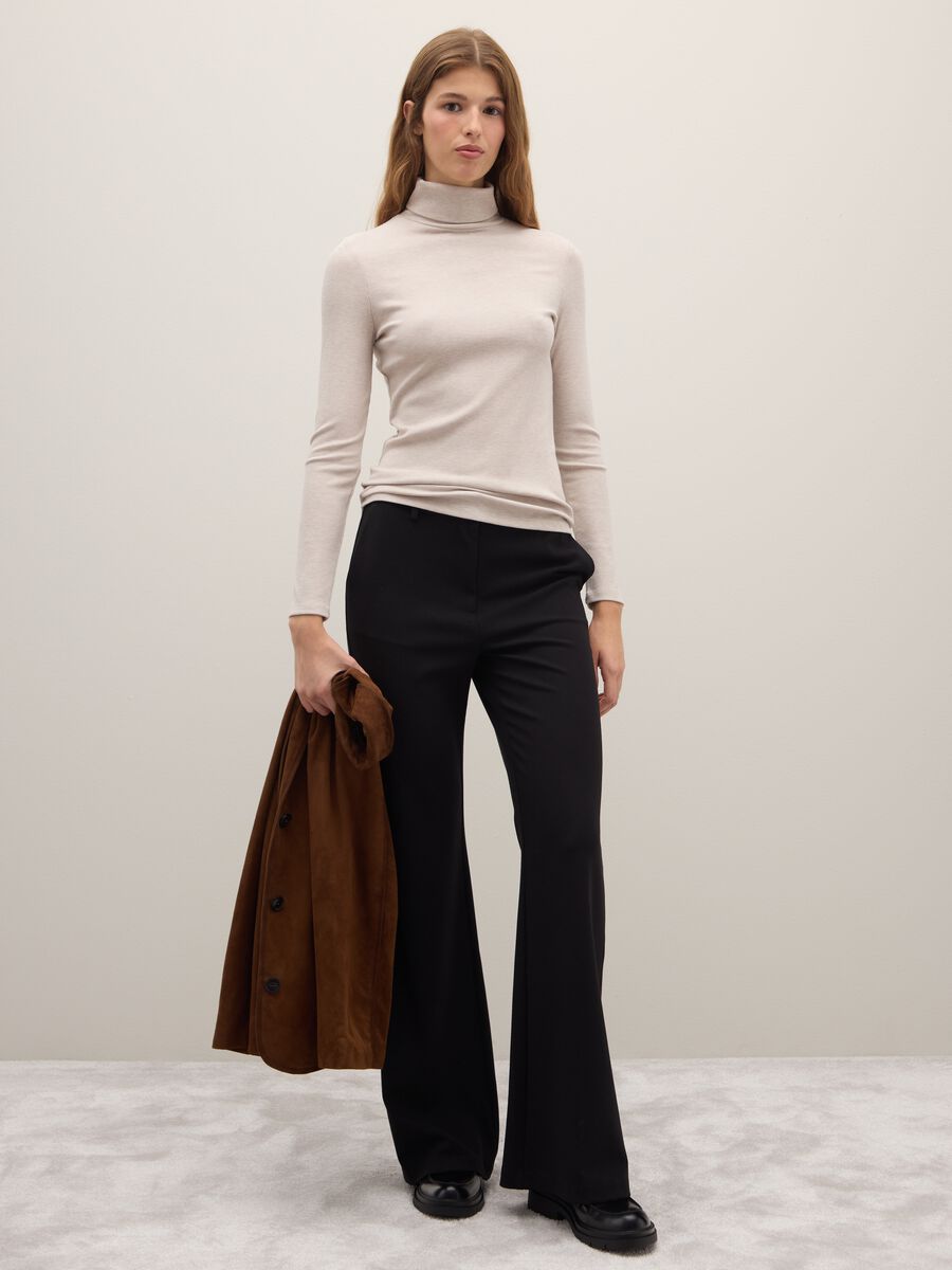 Maglia a collo alto beige regular fit_1