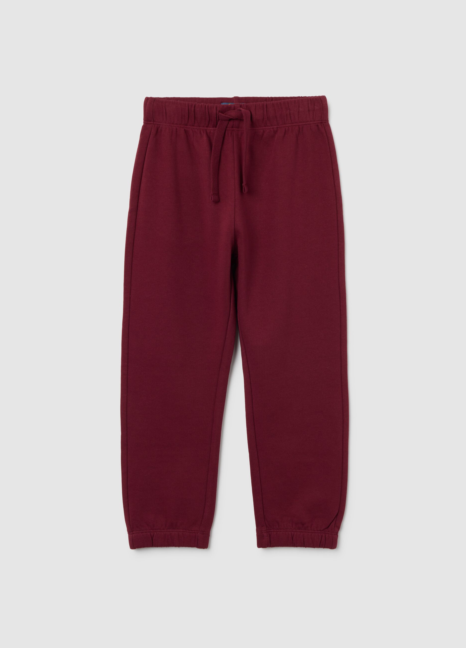 Boys' red pure cotton regular fit trousers