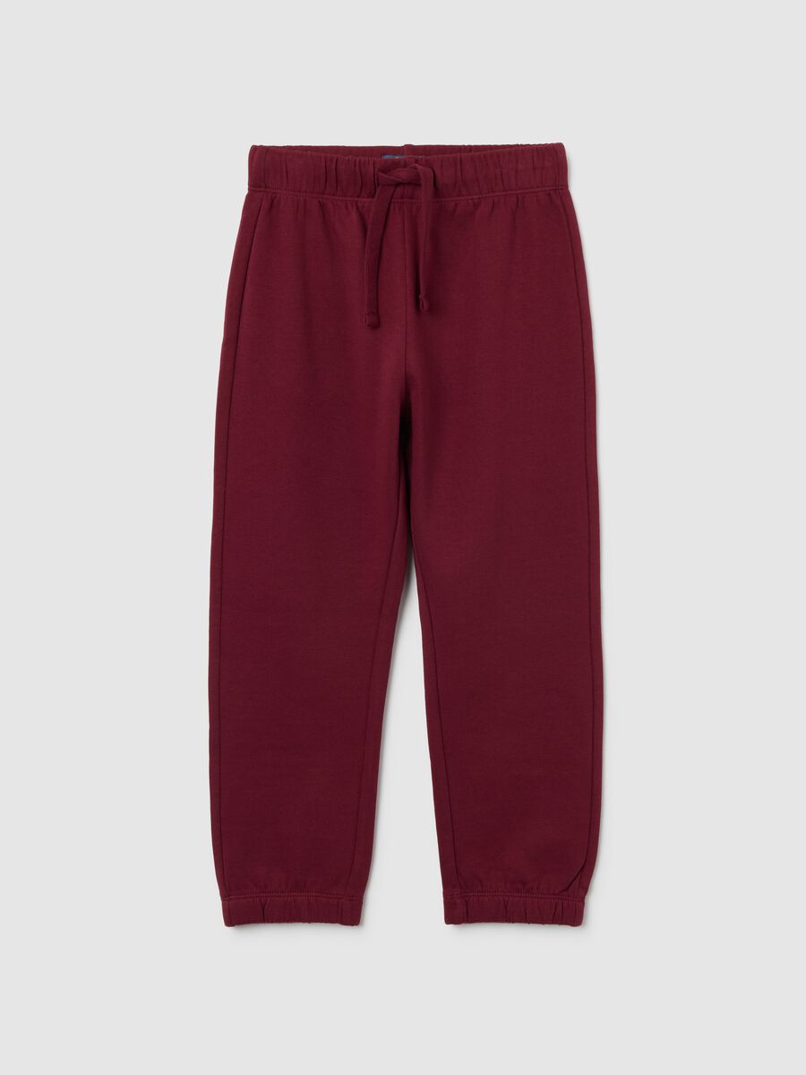 Boys' red pure cotton regular fit trousers_0