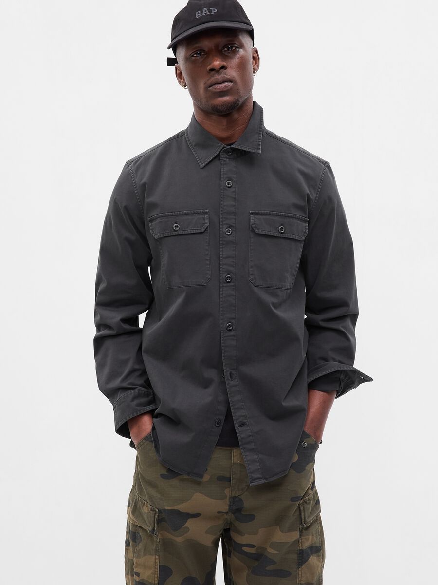Shacket in twill con tasche_0