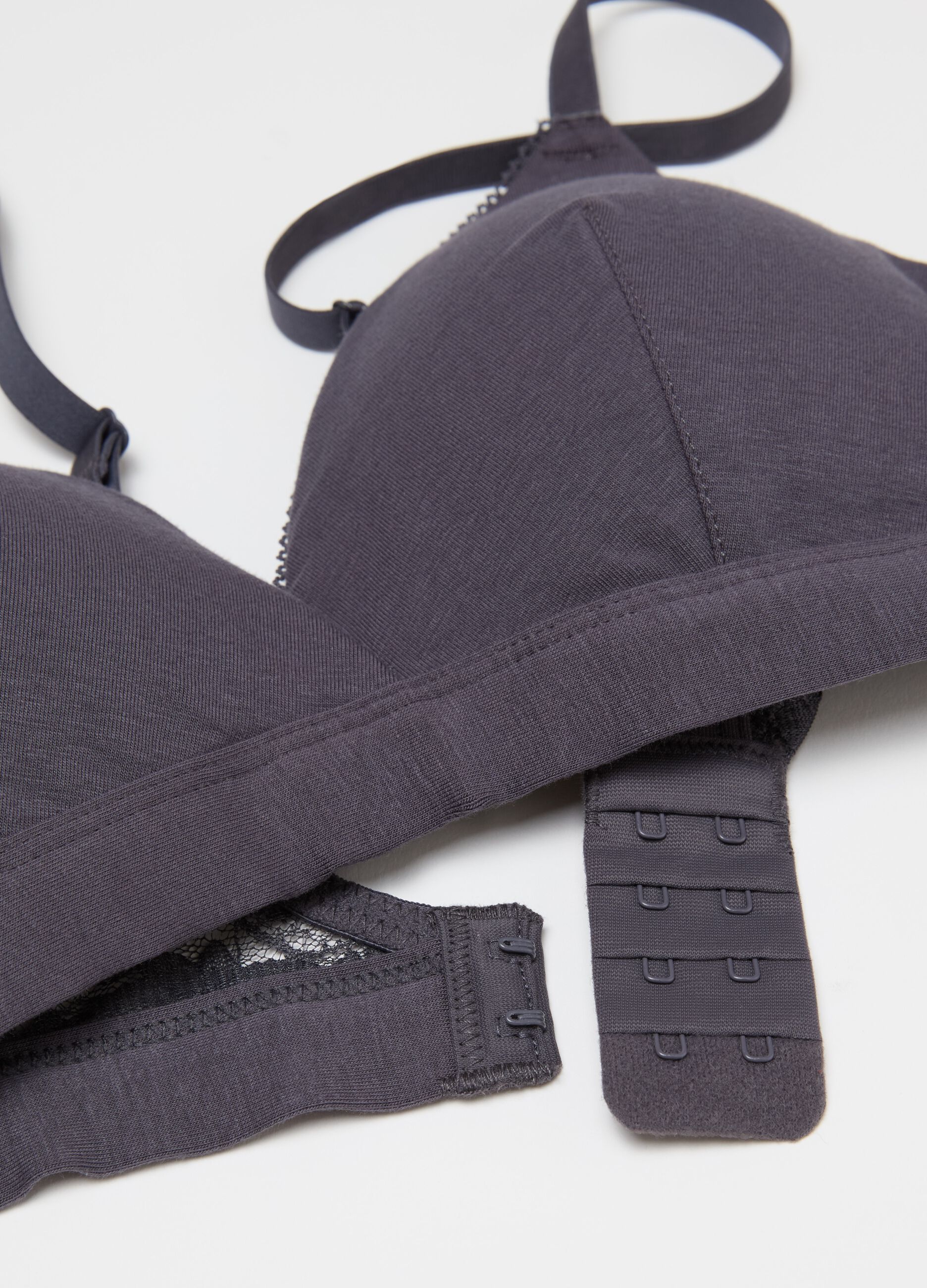 Triangle bra with lace inserts