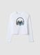 White pure organic cotton T-shirt with ribbed neckline for girls_0