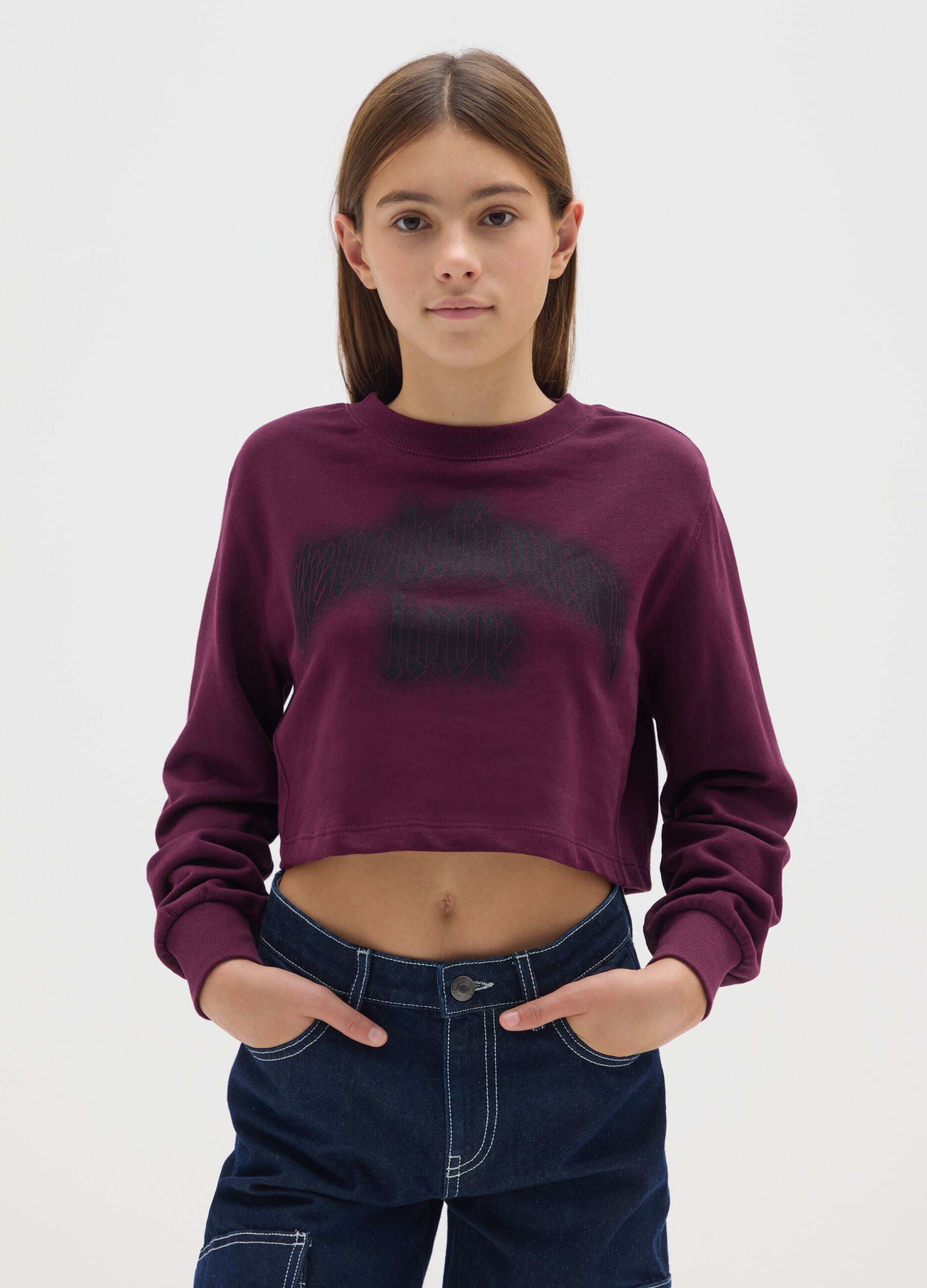 Purple Cotton Crew Neck Sweatshirt