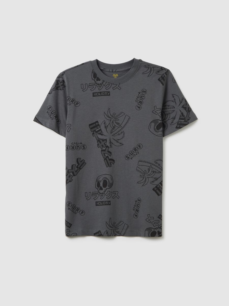 T-shirt da ragazzo in puro cotone multicolor regular fit con stampa_3