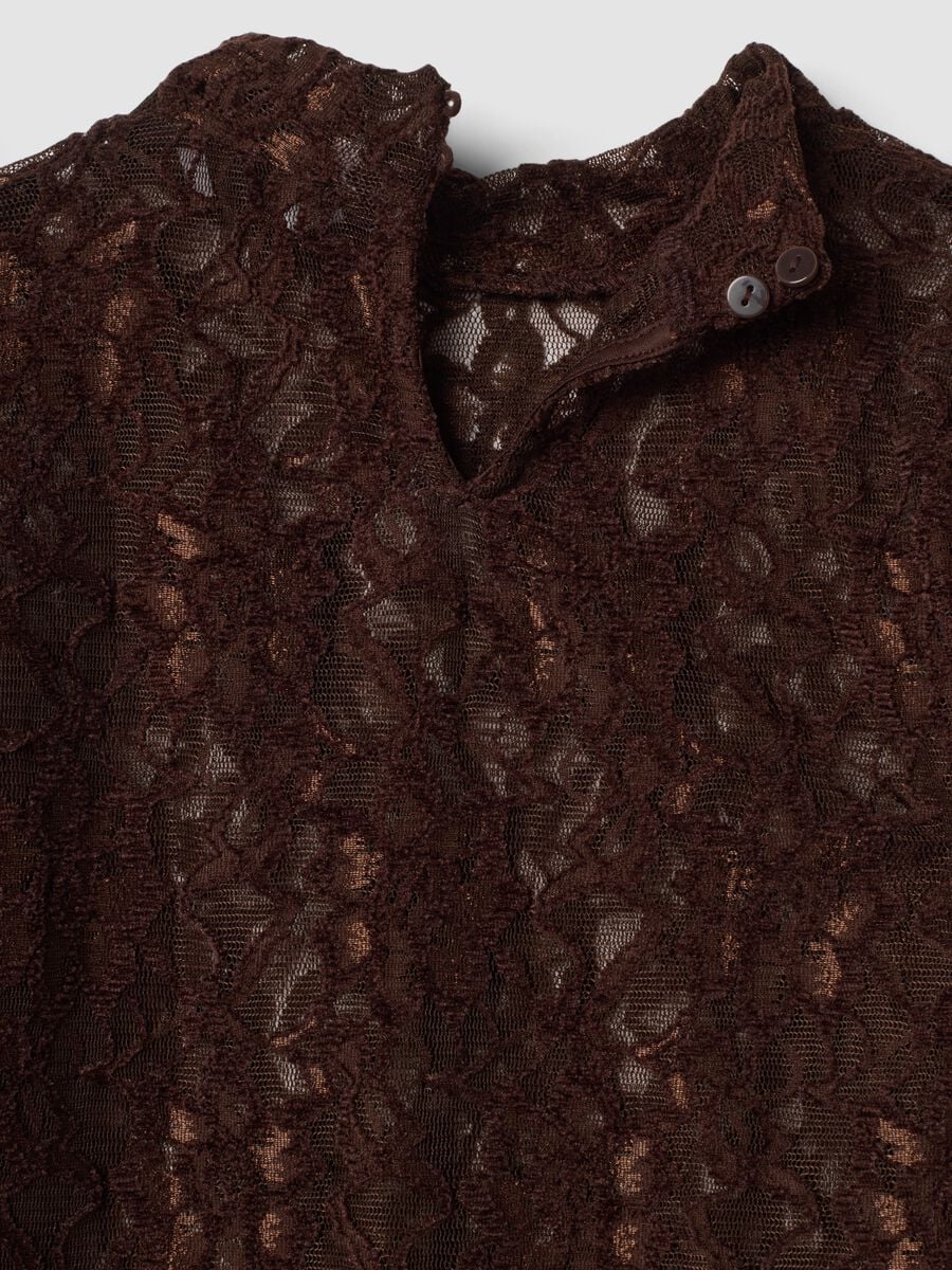 Brown stretch high-neck T-shirt_1