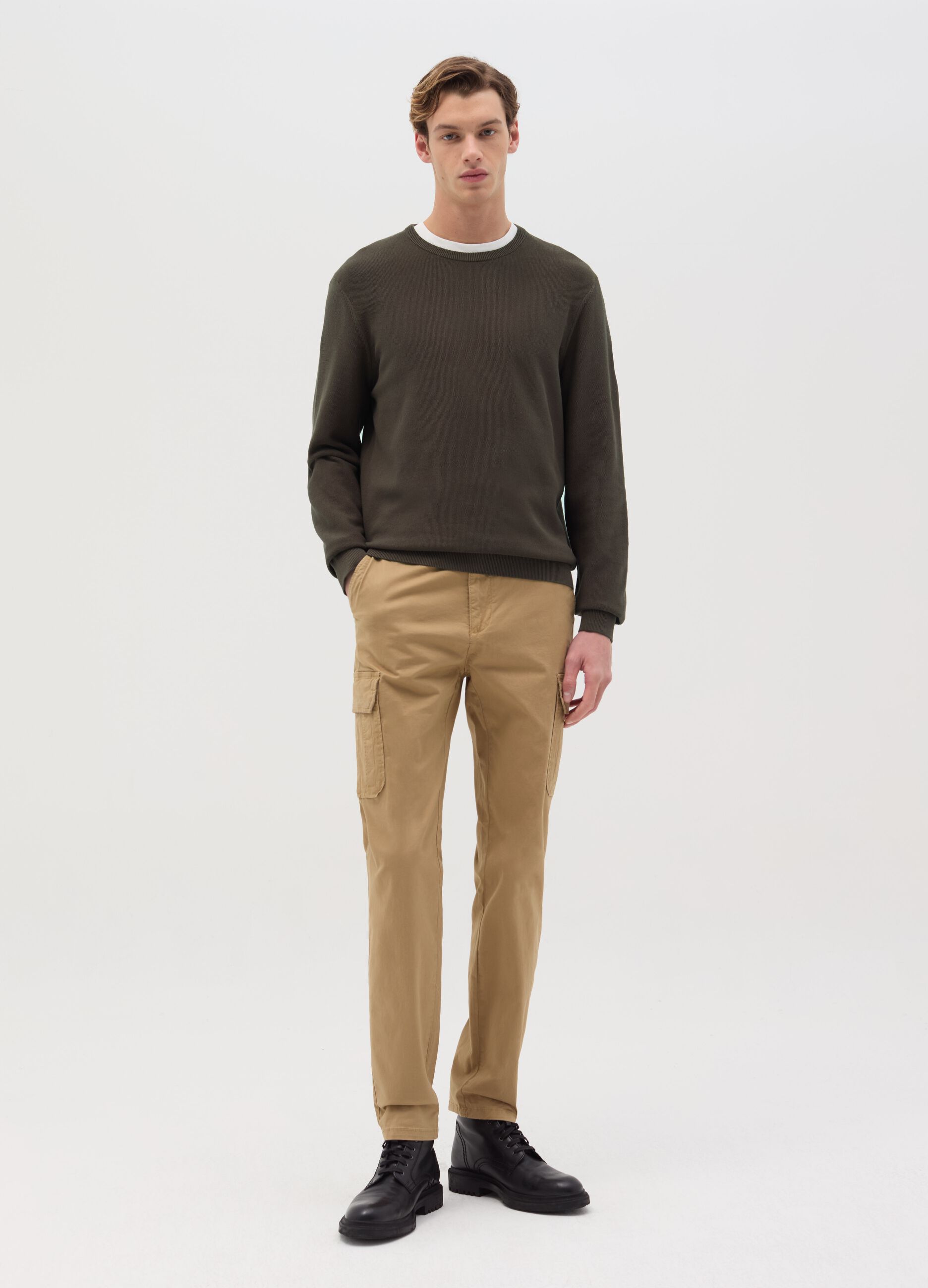 Cotton pullover with micro weave
