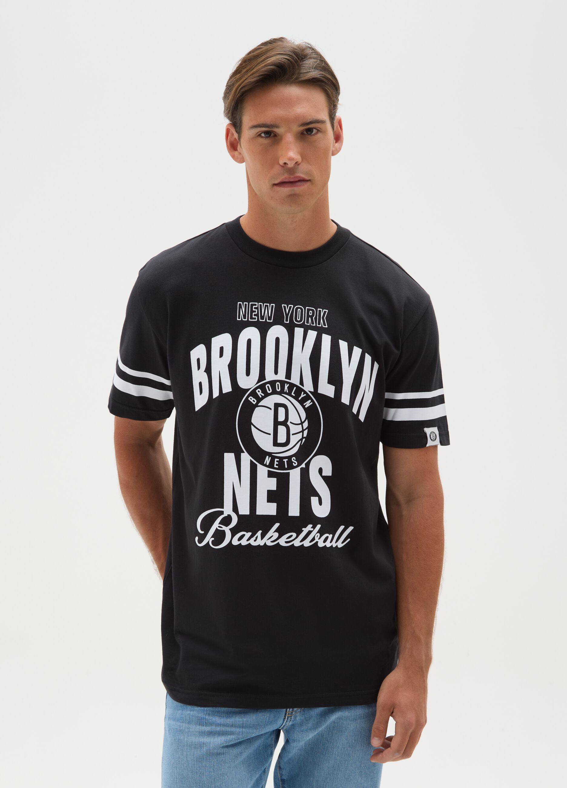 T-shirt in puro cotone multicolor con stampa NBA