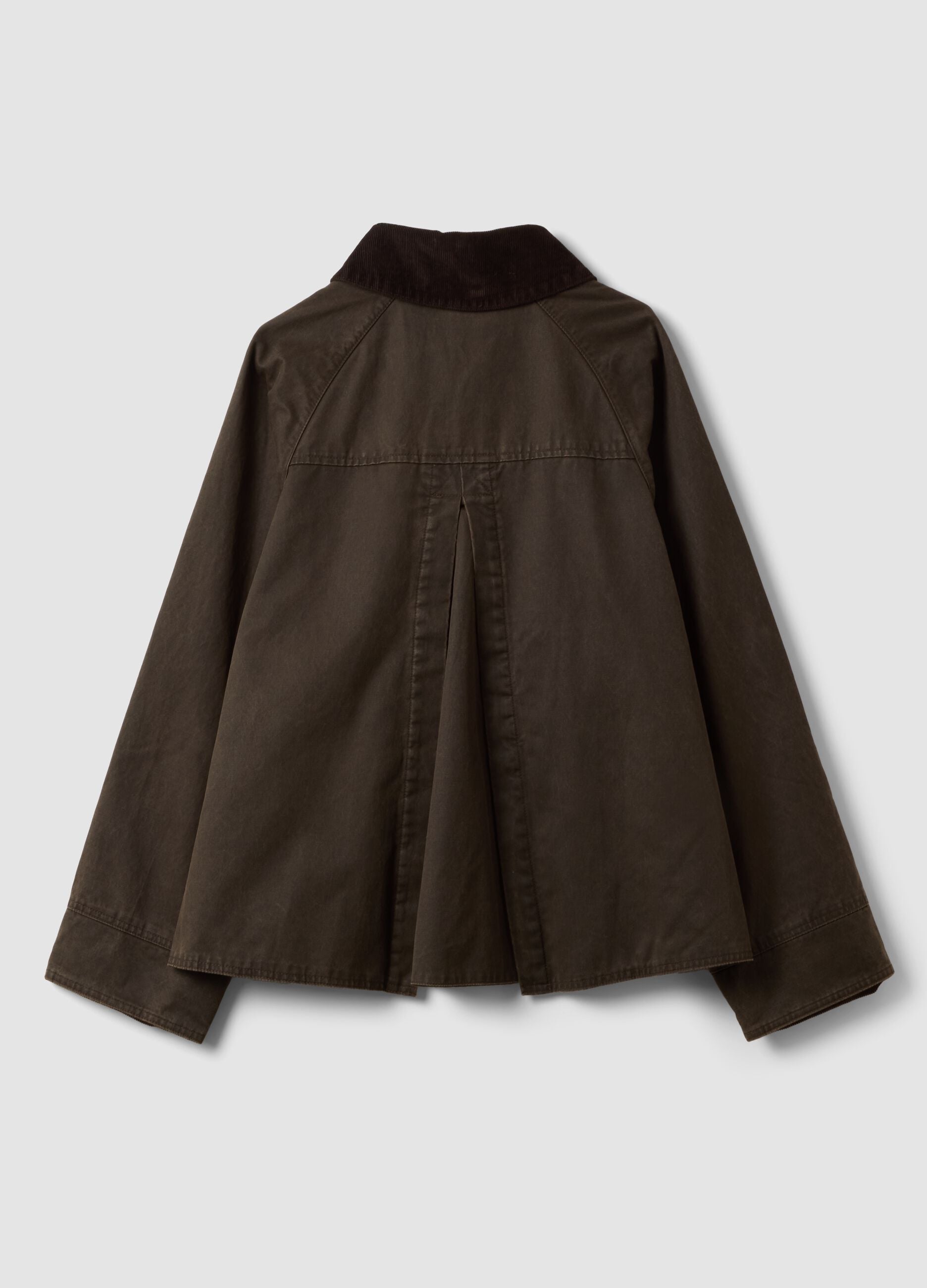 Brown cotton-blend parka with velvet collar