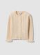 Cardigan beige in puro cotone a maglia traforata per bimba_0