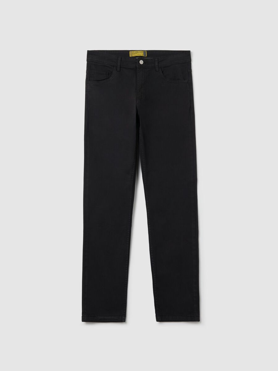 Black slim-fit trousers in stretch cotton_4