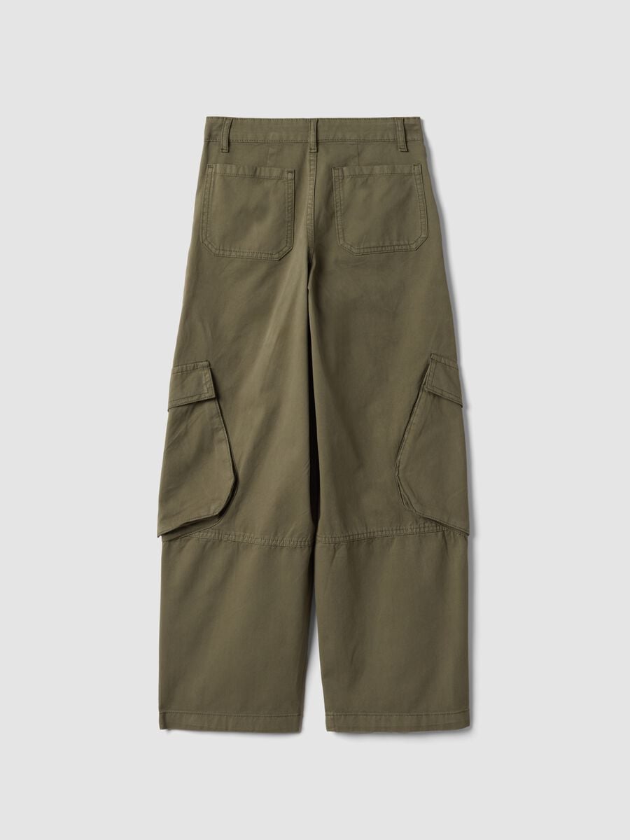 Girls&rsquo; green pure cotton straight-fit cargo trousers_2
