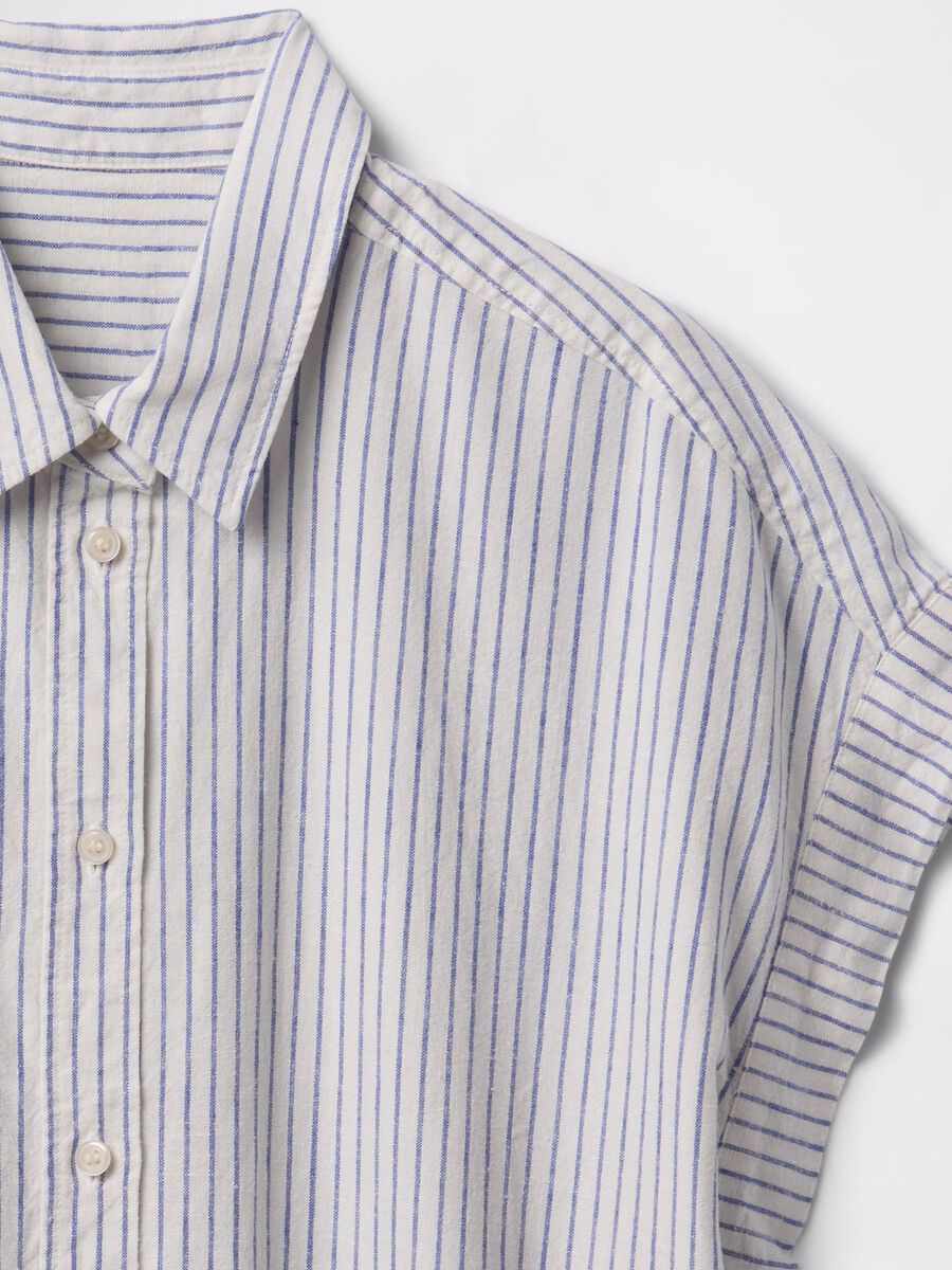 Camicia a righe bianche e azzurre in lino e viscosa_4