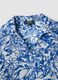 Caftano blu e bianco in cotone organico con stampa tropicale_1