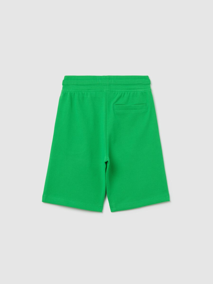 Green shorts in cotton with drawstring_1