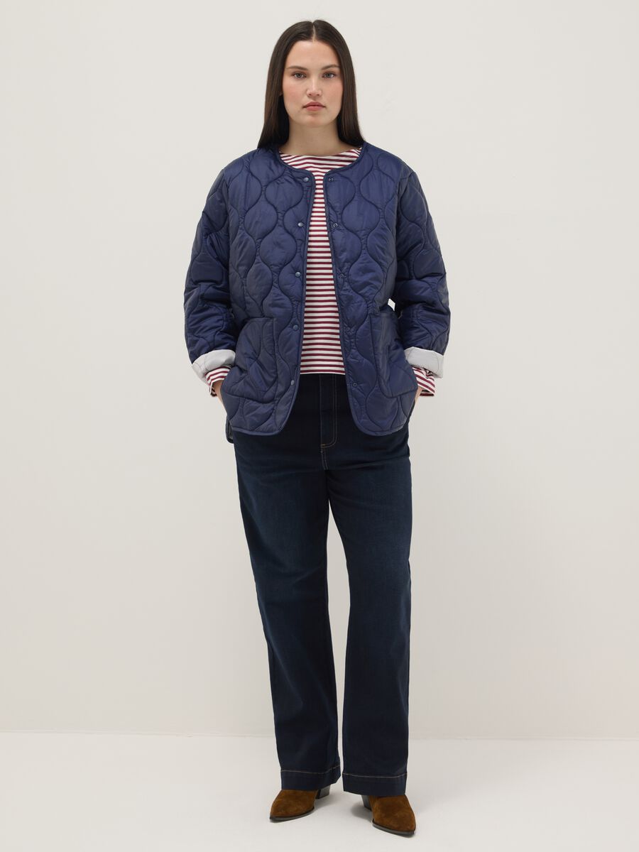 Blue quilted jacket regular fit with buttons_1