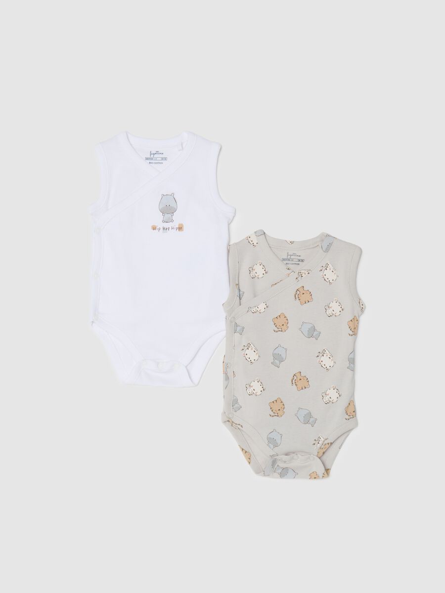 Two-pack bodysuits in organic cotton with V neck_0