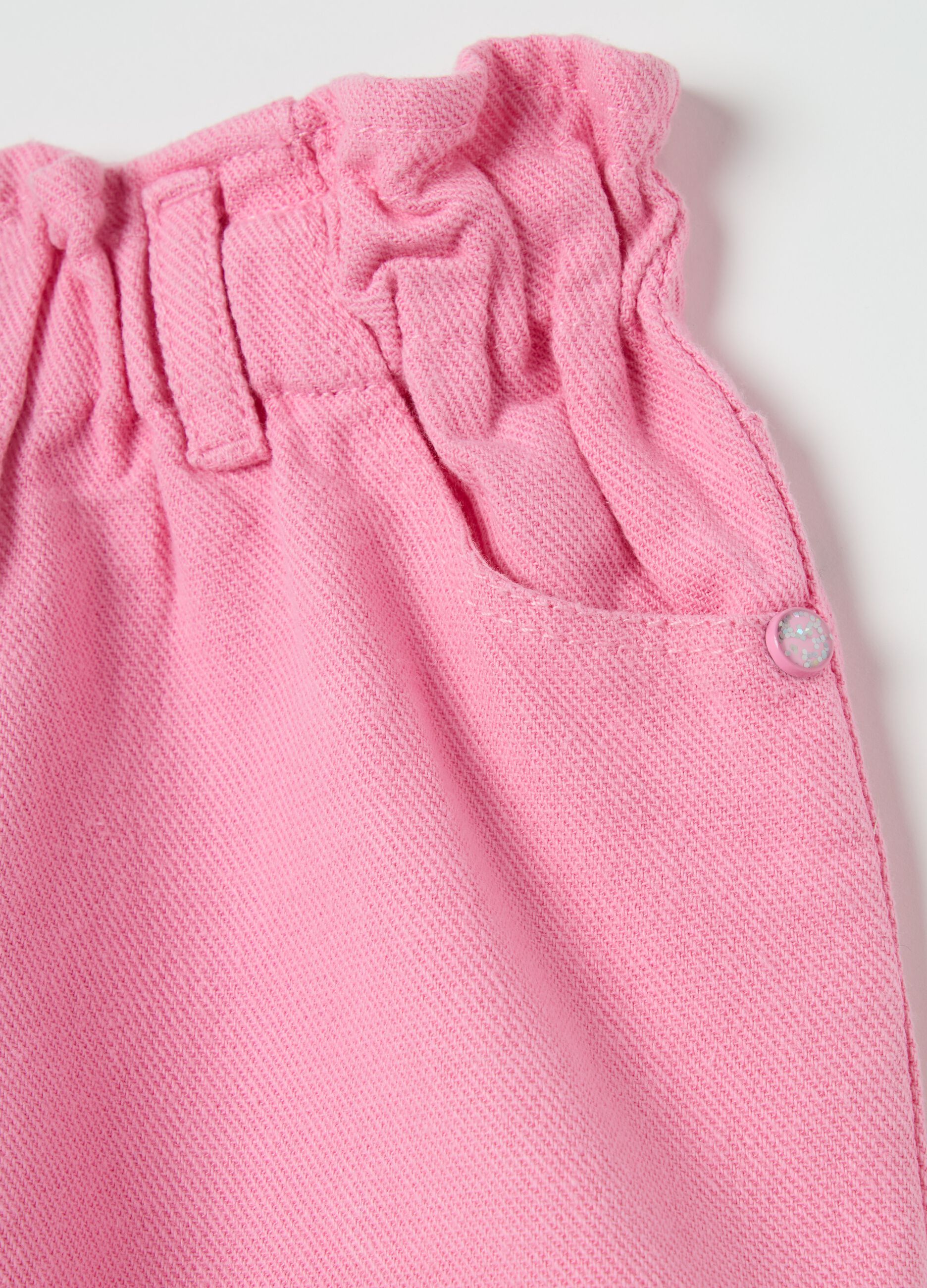 Paper bag shorts in cotton and Lyocell