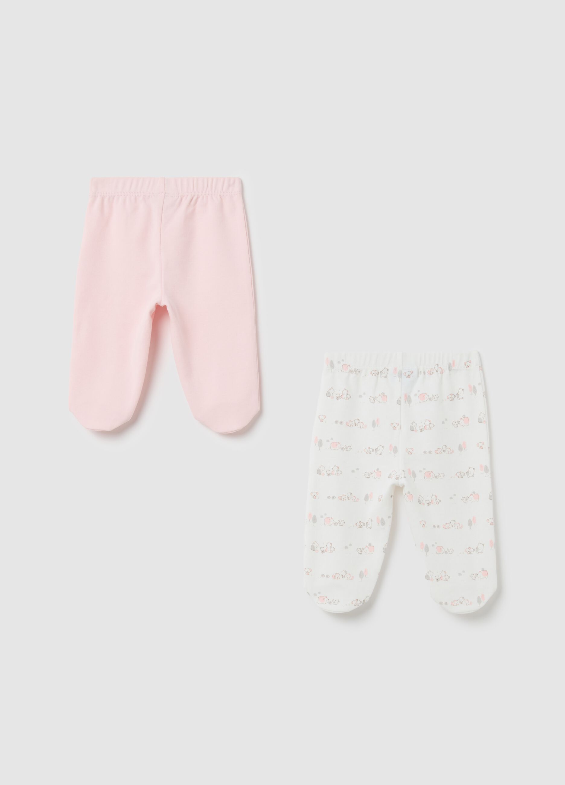 Multi-coloured pure cotton newborn trousers two-pack