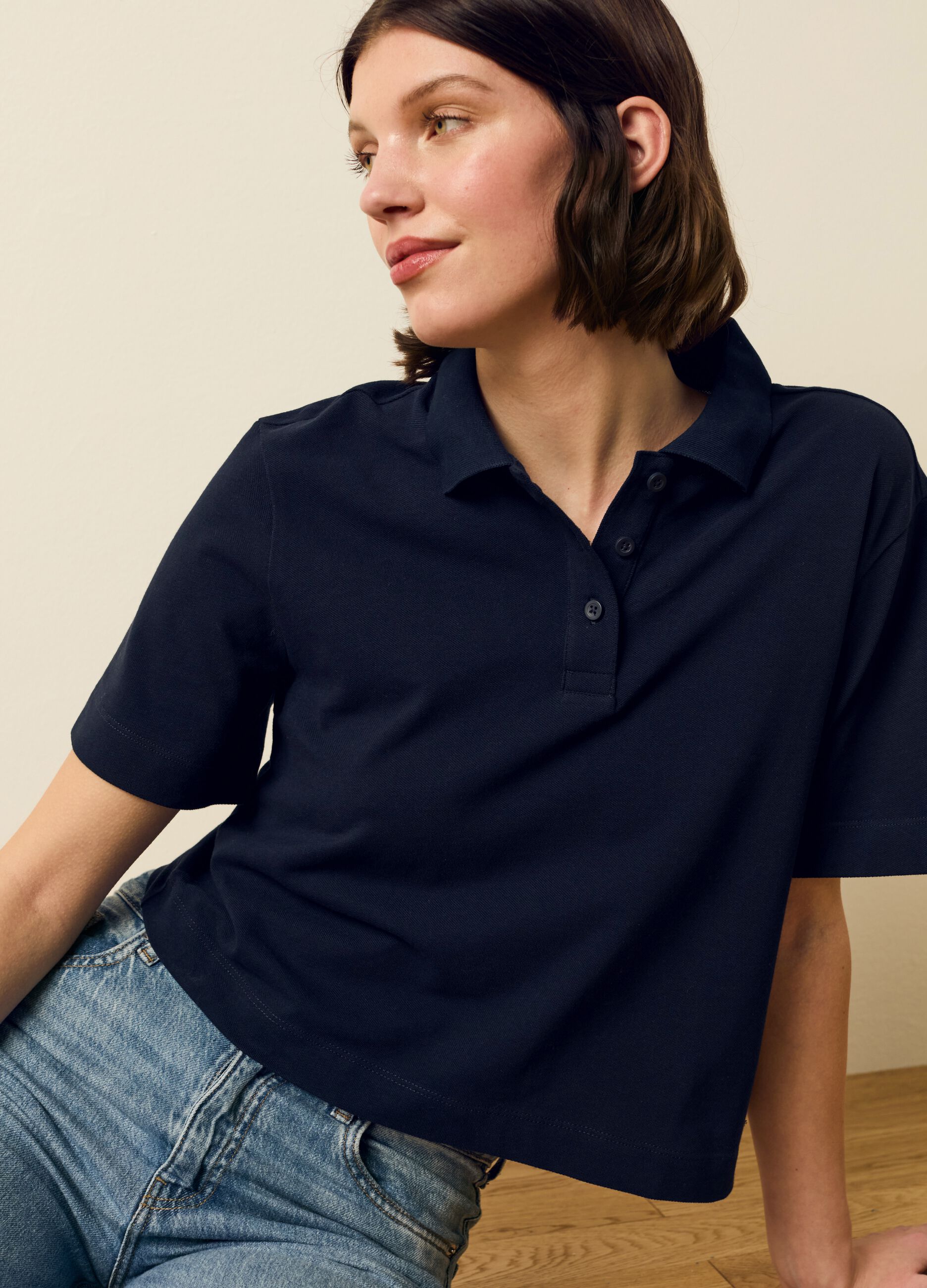 Polo shirt in solid colour piquet