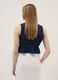 Blue sleeveless denim blouse in pure cotton, slim fit with tie fastening_3
