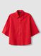 Red pure cotton shirt with chest pocket, oversized fit_0