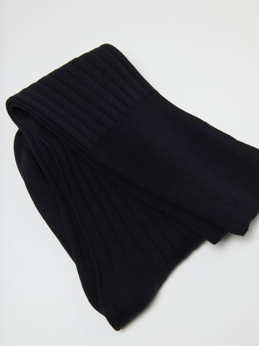Black long socks twin pack in mixed materials_2