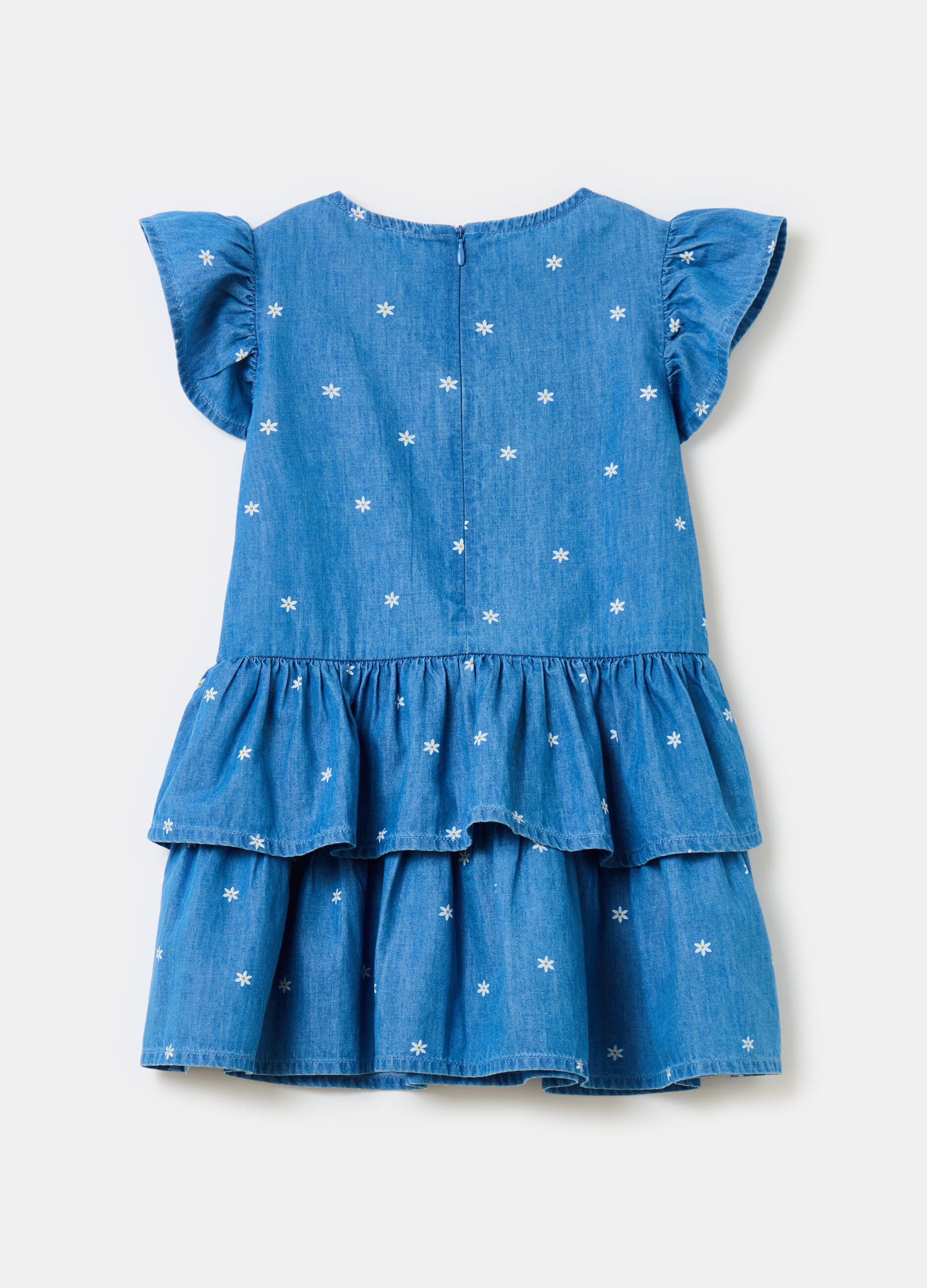 Denim dress with small flowers print