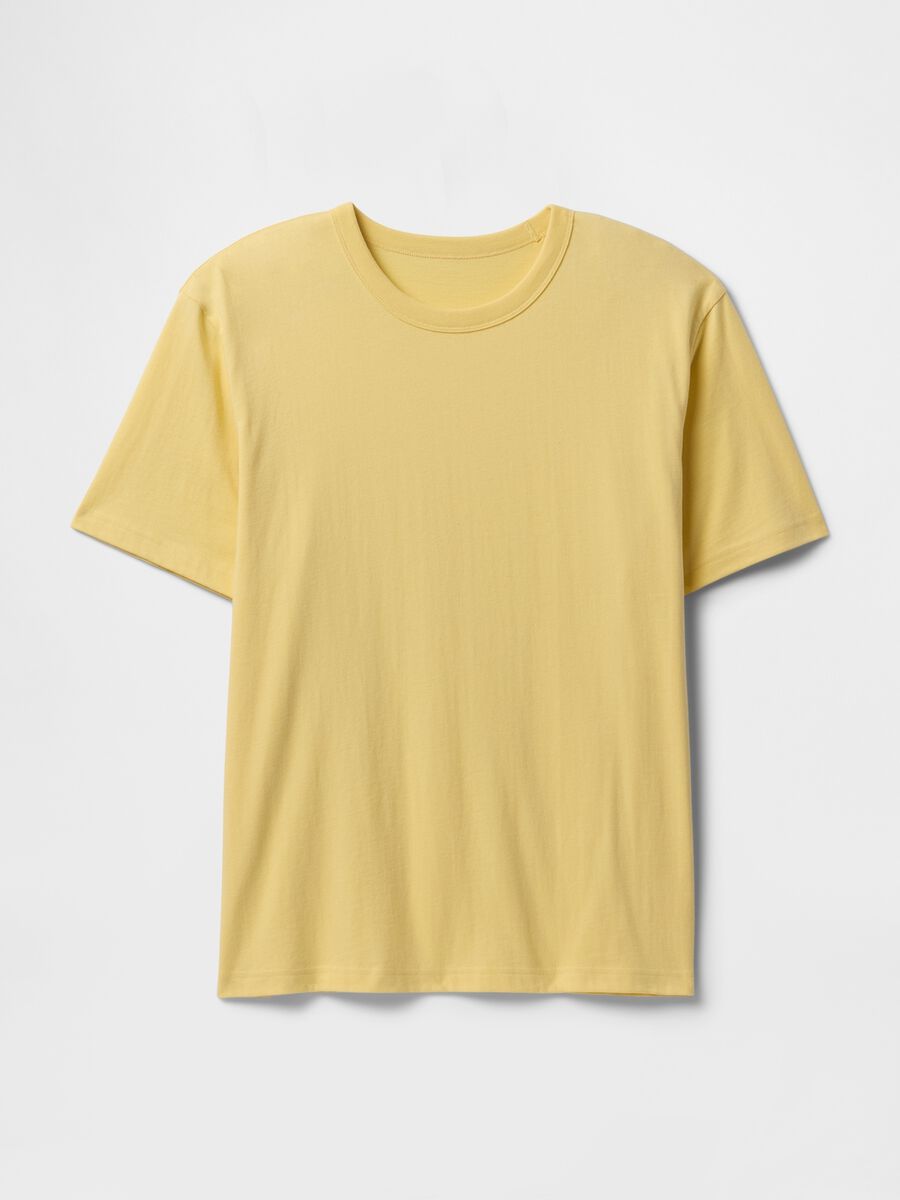 Short Sleeve Yellow Cotton T-shirt_4