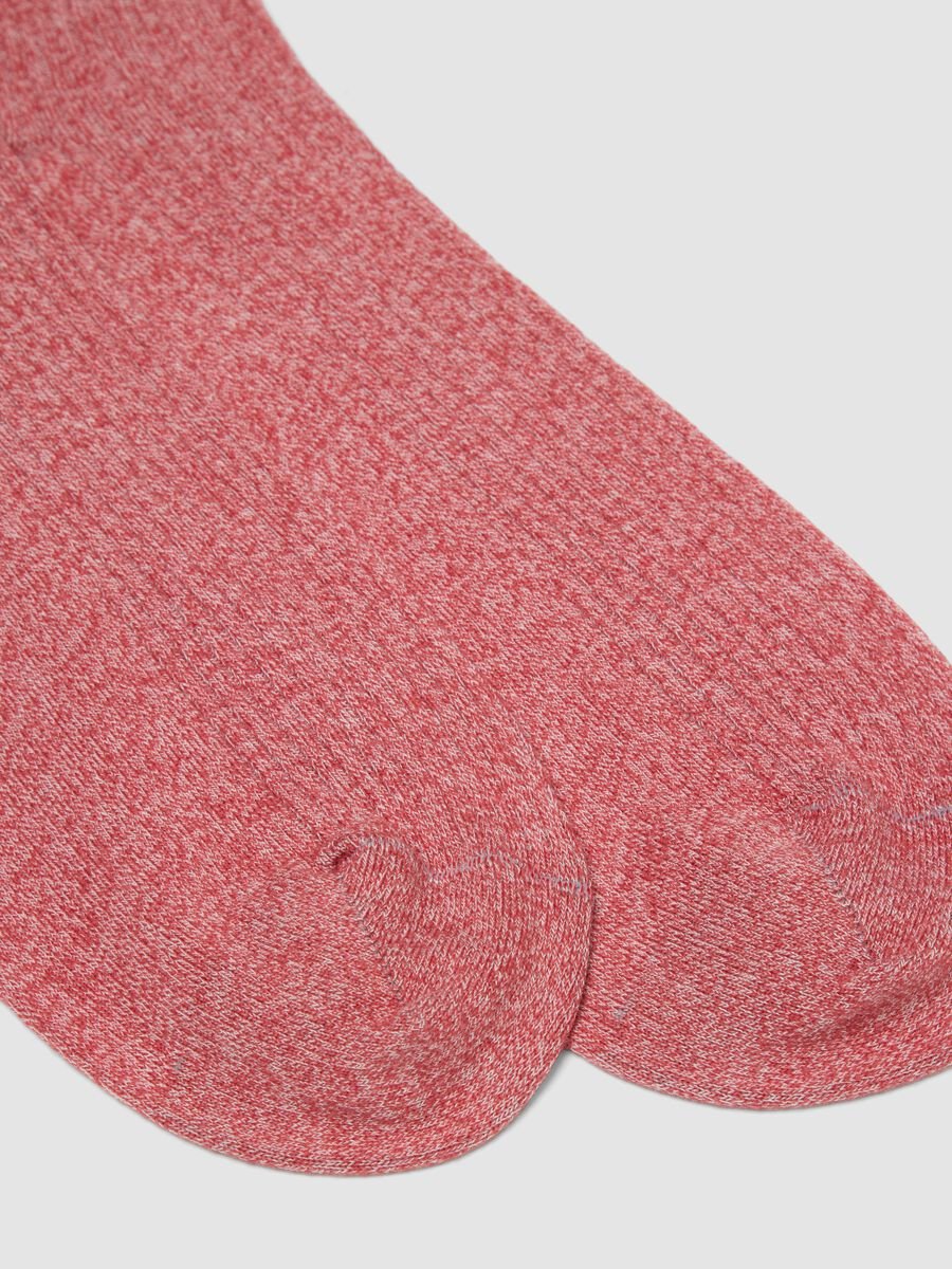 Calze rosse lunghe in misto in cotone e lino elasticizzato_1