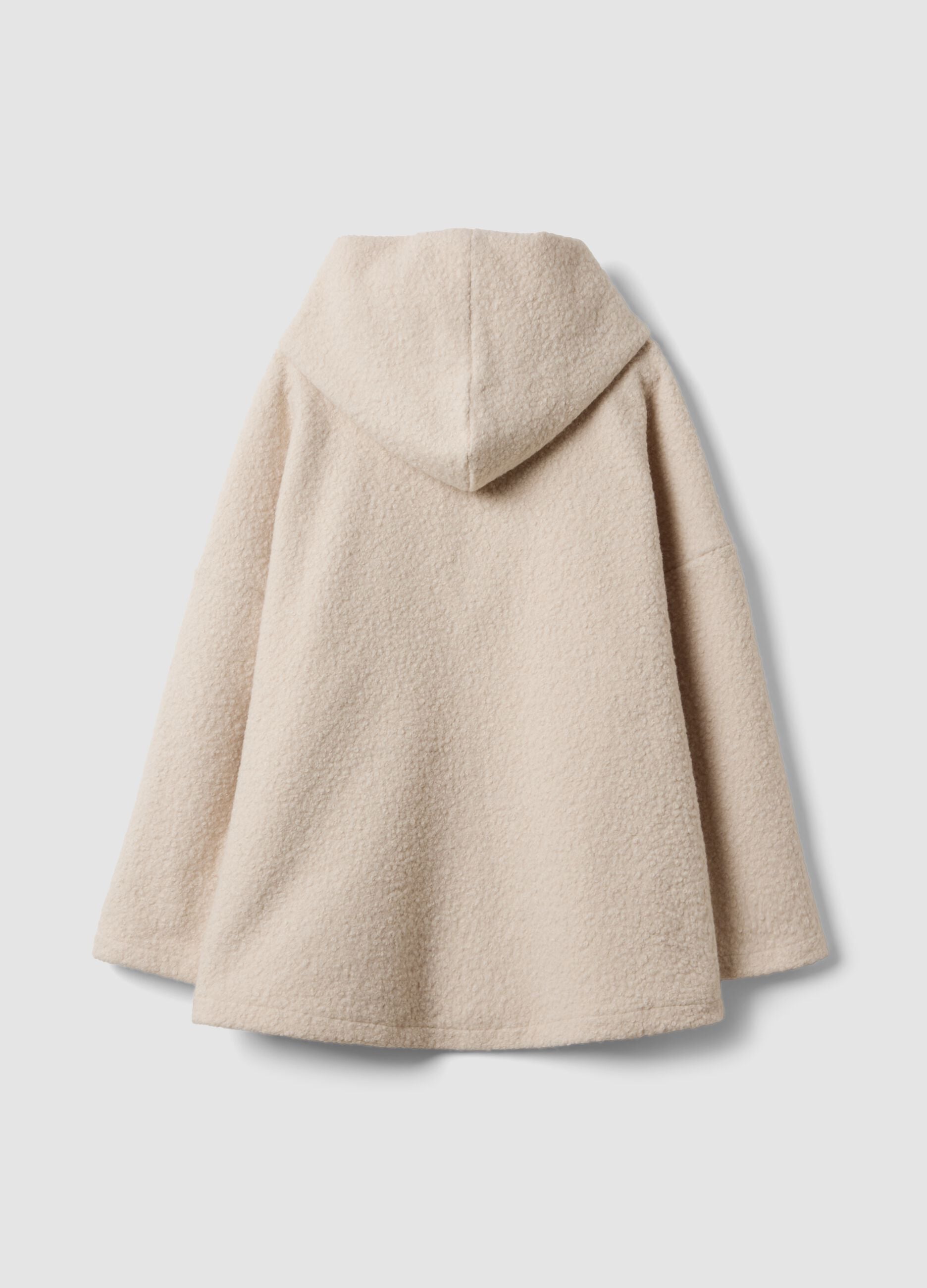 Beige regular-fit coat with hood and buttons