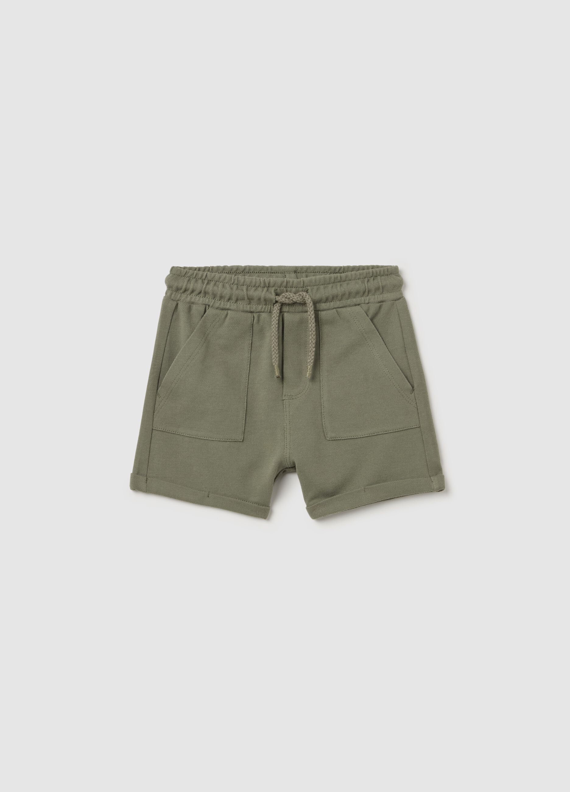 Piquet Bermuda shorts with drawstring