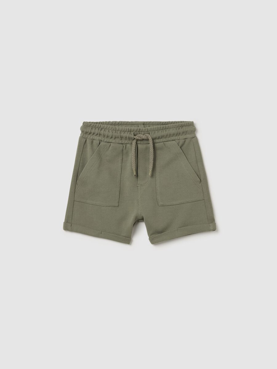 Piquet Bermuda shorts with drawstring_0