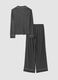 Grey pure viscose pyjamas with V-neck and contrast piping_6
