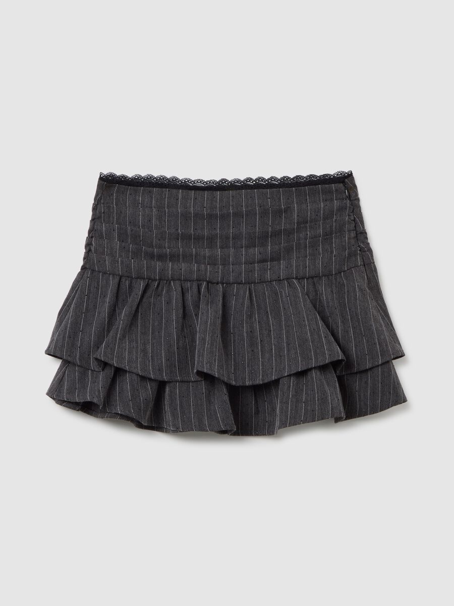 Multicolour striped elasticated fabric skirt with ruffles_4