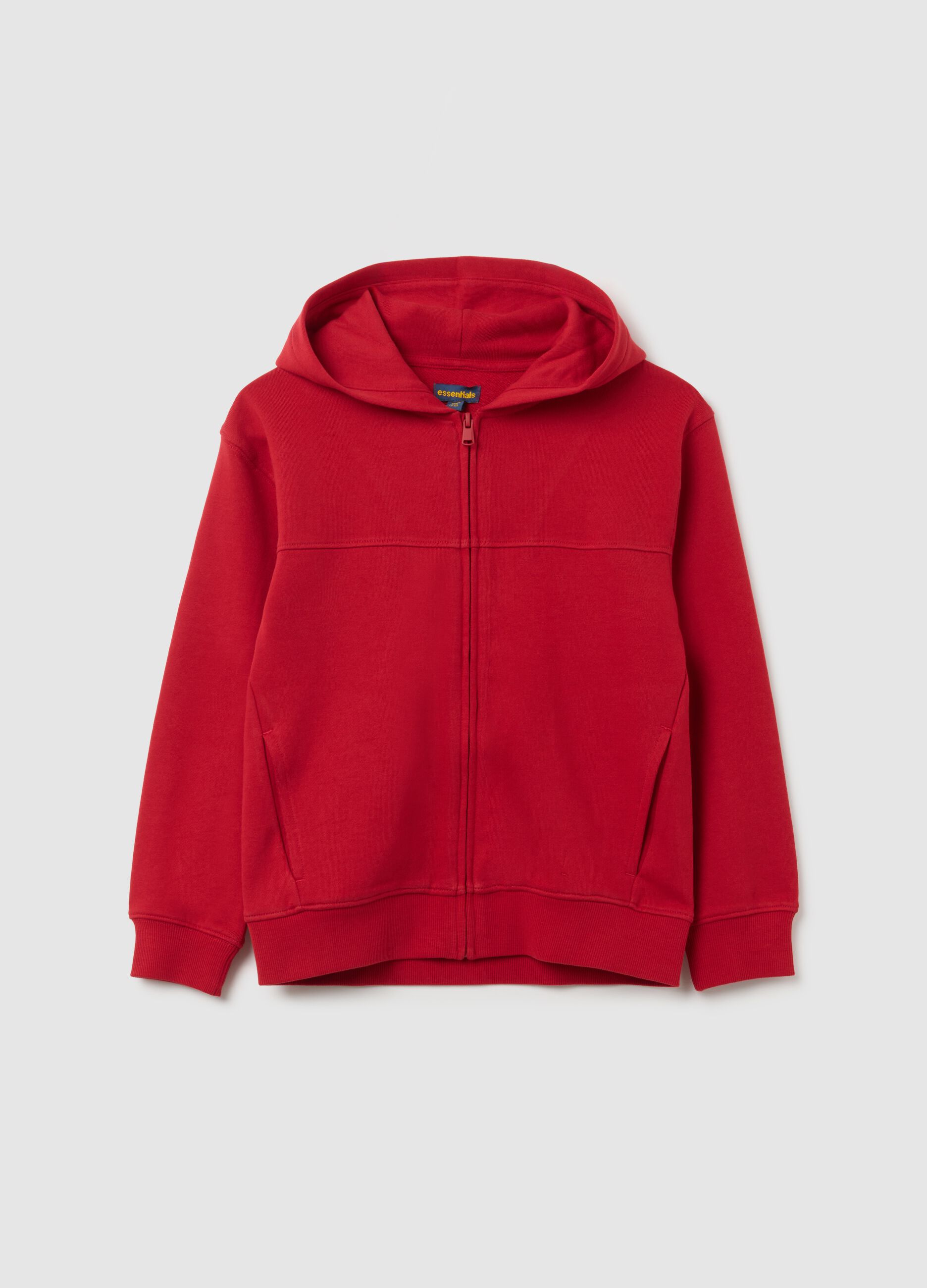 Felpa da bambino in puro cotone rossa regular fit