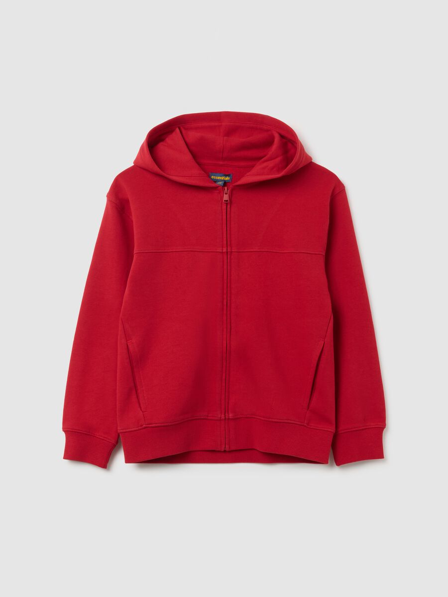 Felpa da bambino in puro cotone rossa regular fit_0
