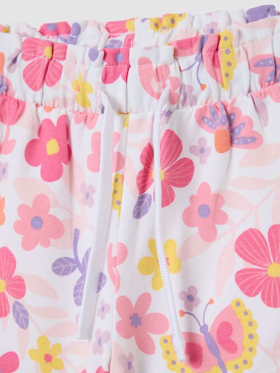 Stretch Cotton Floral Print Shorts Fagottino_2