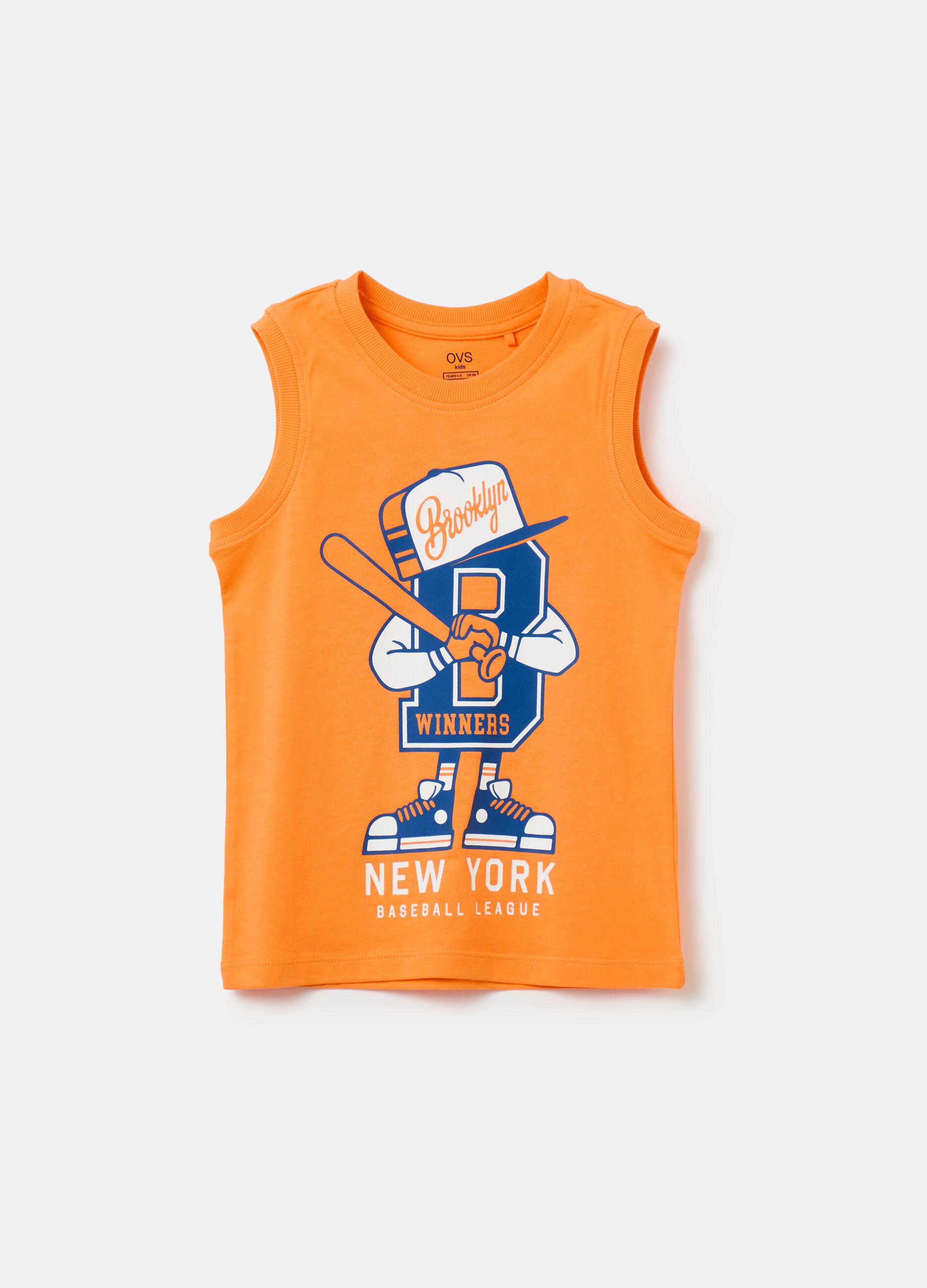 Cotton racerback vest with print
