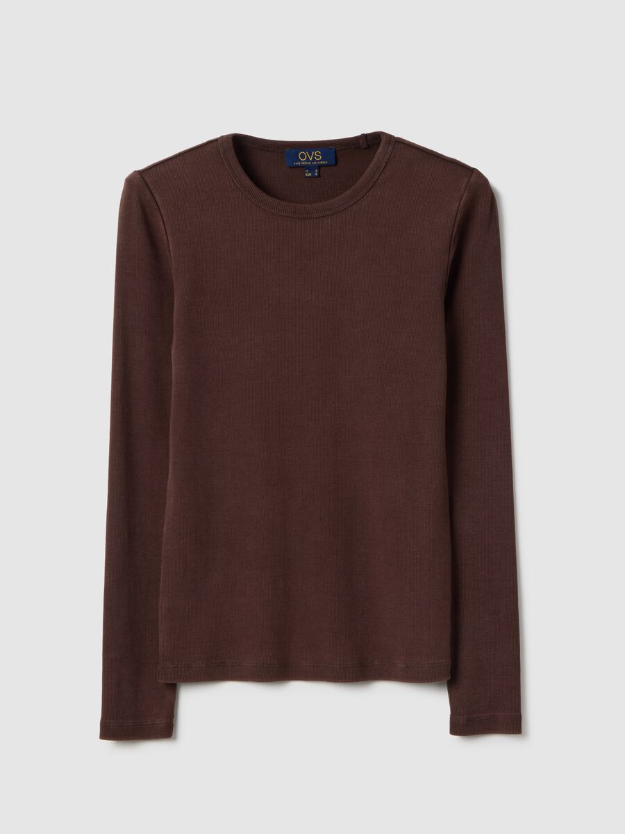 Brown stretchy cotton long sleeve regular fit shirt_4