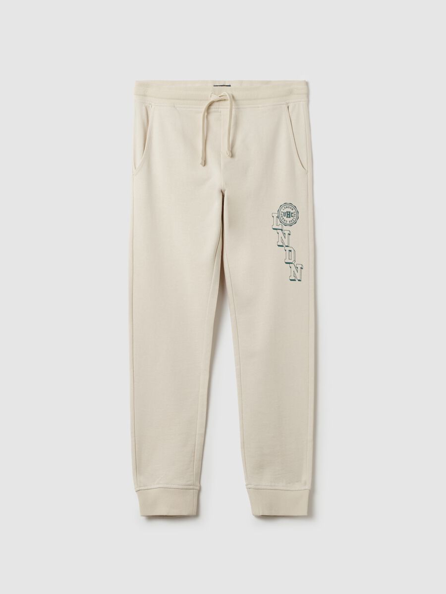 Fleece joggers with drawstring and print_0