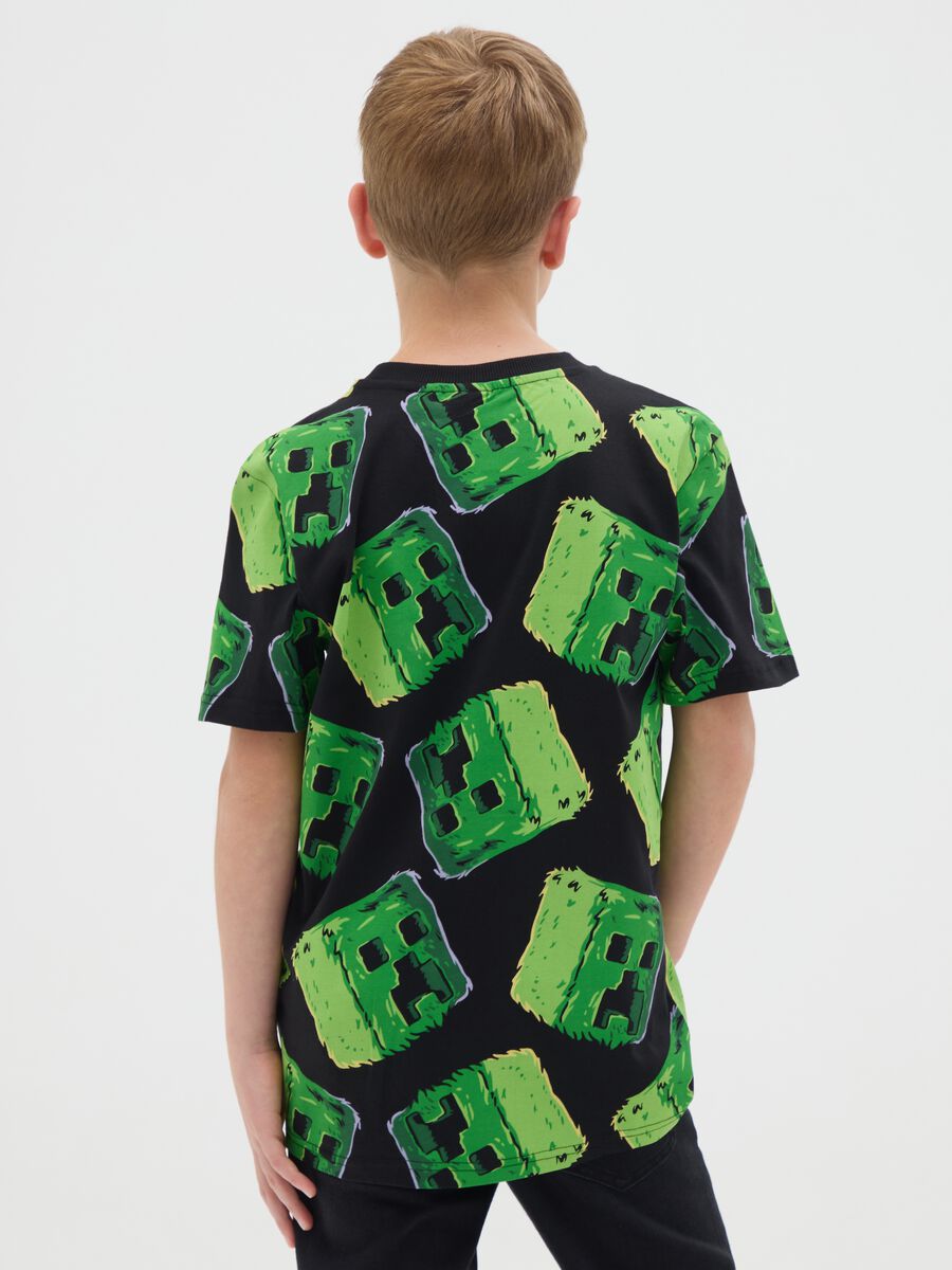 T-shirt da ragazzo in puro cotone multicolor oversize stampa Minecraft_2