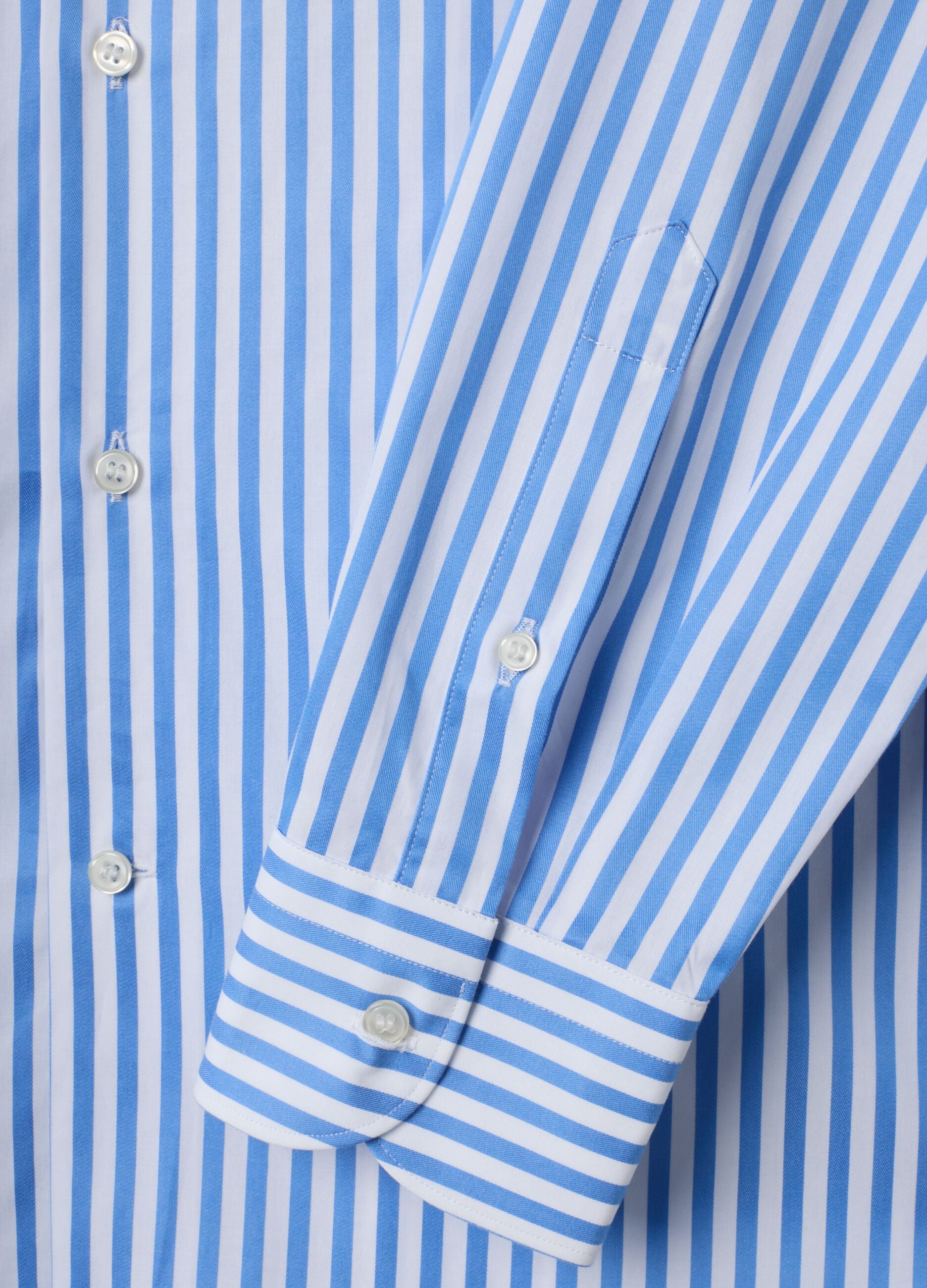 Blue and white striped pure cotton regular-fit shirt