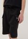 Black pure cotton cargo Bermuda shorts for boys, oversized fit_2